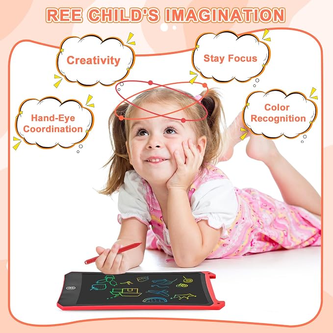 cimetech LCD Writing Tablet, 2 Pack Toddler Kids Toys, Red and Orange | 8.5 Inch Drawing Pad Coloring Books, Travel Essentials Activities, Christmas Birthday Gifts for Girls Boys Age 3-8