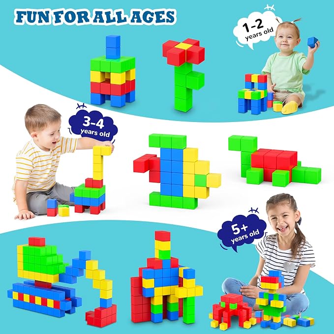 ROMDS Magnetic Blocks 32 Pieces,1 inch Large Magnetic Building Blocks for Ages 3+ Year Old Boys and Girls,3D Magnetic Cubes for Kids,Preschool STEM Educational Sensory Magnet Toys