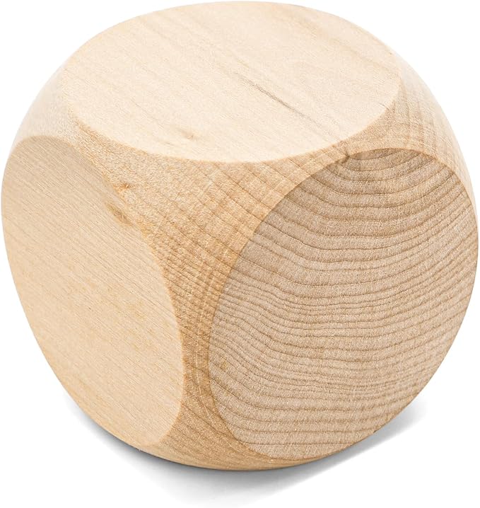 20 Pcs Blank Wooden Dice, 2 inch Unfinished Square Blocks, Blank 6 Sided Wood Cubes with Rounded Corners for Building Blocks, DIY Craft Projects, Party Supplies