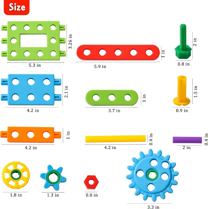 KUTOI Screw Building Blocks - 92 Pcs Kids Games - Sensory Construction Toy - STEM Toy for Preschool Learning Activities ， Perfect Educational Building Toys for Boys and Girls 3 Above
