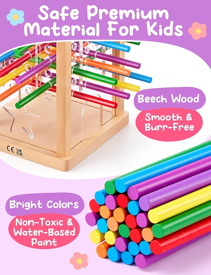 Montessori Wooden Board Game, Educational Math Toy for Kids Ages 4-6 | Fine Motor Skills Toy for 3+ Year Old Girls and Boys, Classic Table Game for Family Night Gift for Boys and Girls