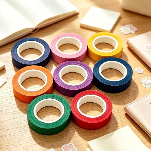 Kyerivs Colored Masking Tape, 8PC Activity Book Tape for Kids | Colorful Craft Tapes Painters Tape DIY Craft Arts, Spray Painting Masking and Protection, Art Supplies for Kids