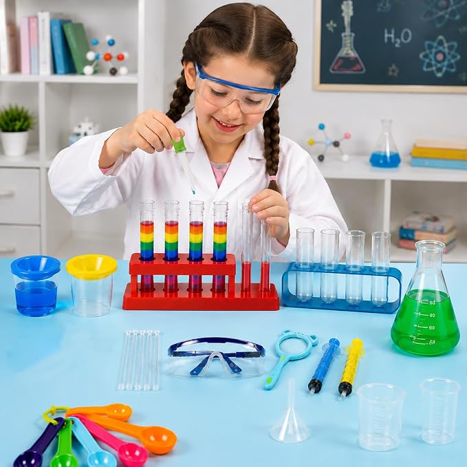 39 Pcs Science Kits for Kids, Chemistry Set Beakers Test Tubes | Plastic Beakers Test Tubes Pipettes Droppers for Kids Ages 3+, Color Science Experiment Toy Christmas Birthday Gift