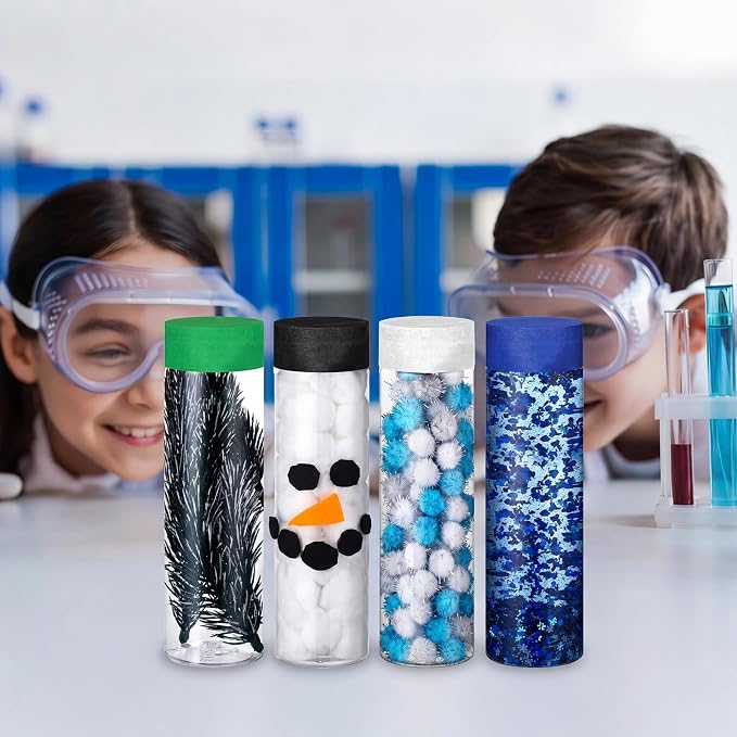 12 Pcs Weather Sensory Bottle Kits 13.5oz Plastic Calm Down Bottle with Lids Glitter Sequin Filler Acrylic Ice Cubes Snowy DIY Calm Down Jar Kit for Froze Party Favors Relieving Anxiety