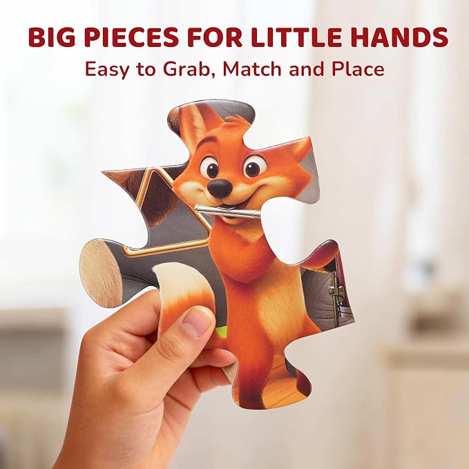 BenBen Floor Puzzles for Kids, 2 x 3 Feet 48 Pieces Forest Animals Puzzles | Extra-Thick Large Piece Jumbo Jigsaw Puzzle for Toddlers Ages 4-6, Preschool Educational Toys with Storage Box for Girls Boys