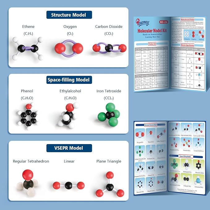 Chemistry Molecular Model Kit (136 Pcs) for Student and Teacher,Organic and Inorganic Chemical Learning Set,Motivate Enthusiasm for Learning Chemistry and Raising Space Imagination