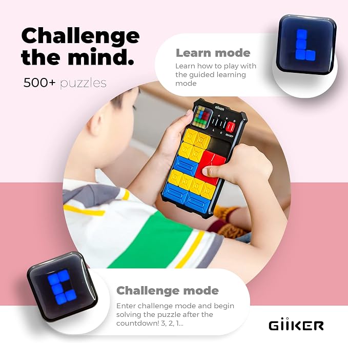 GiiKER Super Slide Puzzle Game, 500+ Challenges, STEM Toy for Ages 6+ | Handheld brain teaser for kids and teens, road trip activity, birthday gift