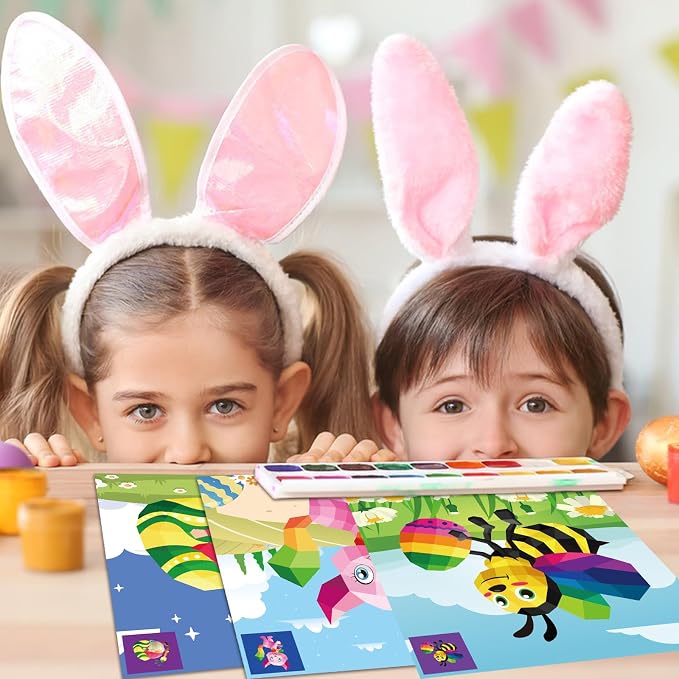 2PCS Easter Day Crafts for Kids Ages 4-8 Sticker Paint Books Gift Party Create 20 Pictures（Sticker Sheets are Separate）