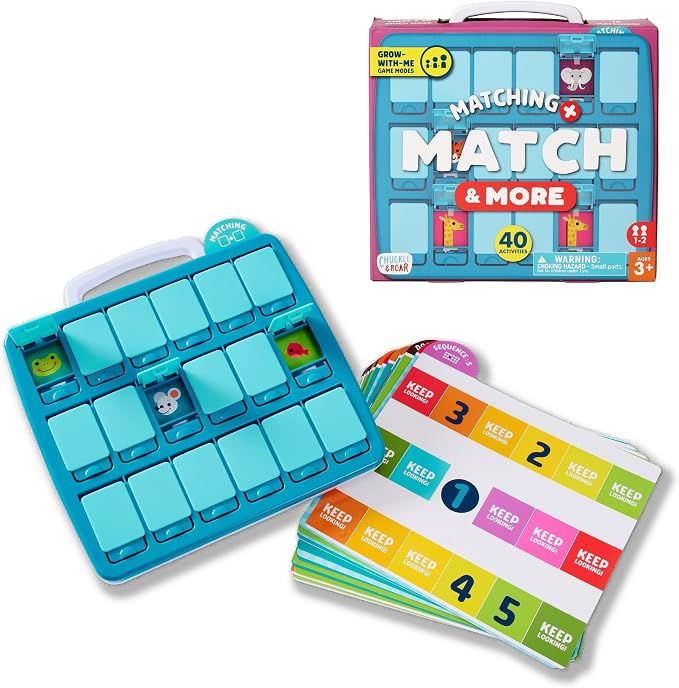 Chuckle & Roar - 40 Activities on 20 Cards - Grow-with-Me Game Modes | Travel Friendly Matching Game, Grow With Me Levels, Fine Motor Skills, Educational, Giftable