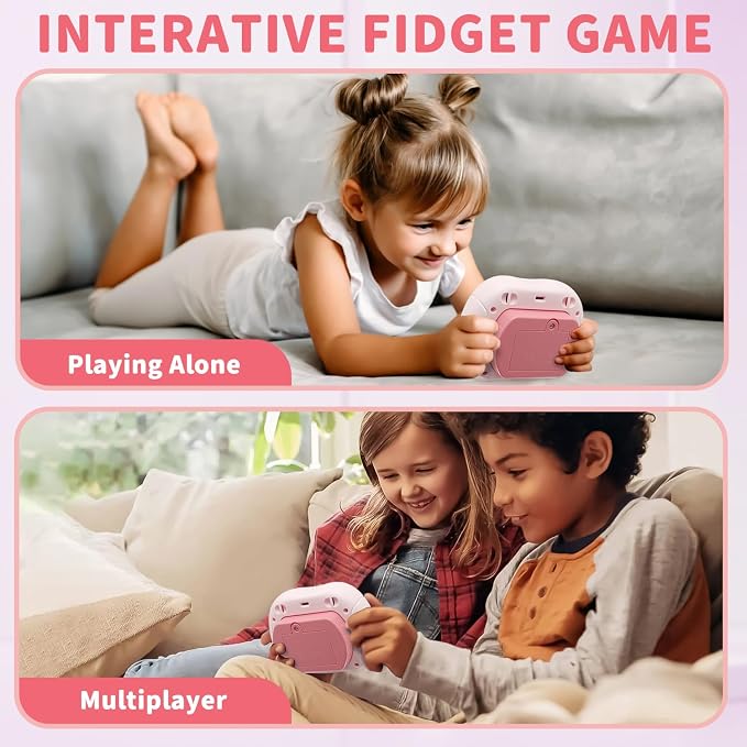 Intoypad Quick Push Pop Game Light Up Fidget Toy for Kids Pink | 6 Modes LED Screen Quick Push Pop Game Controller Electric Fidget Popper Game Bubble Game Birthday Gifts Toys for Kids Boys