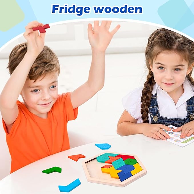 3 Otters Wooden Puzzle, with Guide Book | Educational Brain Teaser Game, Montessori Learning, Fine Motor Skills, Hand-eye Coordination