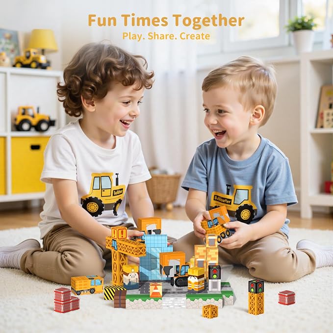 Magnetic Building Blocks Toys for Kids 154PCS Ages 3+ | Magnet Building Cubes Construction Set, STEM Sensory Stacking Toys, Birthday Gifts for Boys Girls