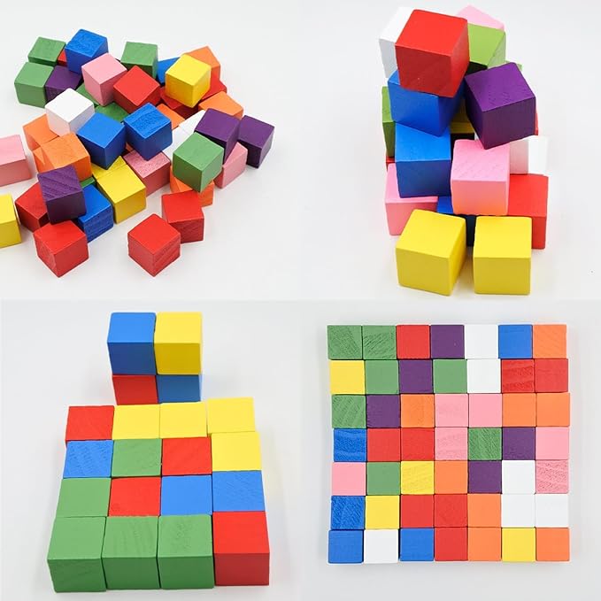 Unfinished Wooden Blocks 1cm, Pack of 500 Small Wood Cubes for Crafts and DIY Home Decor