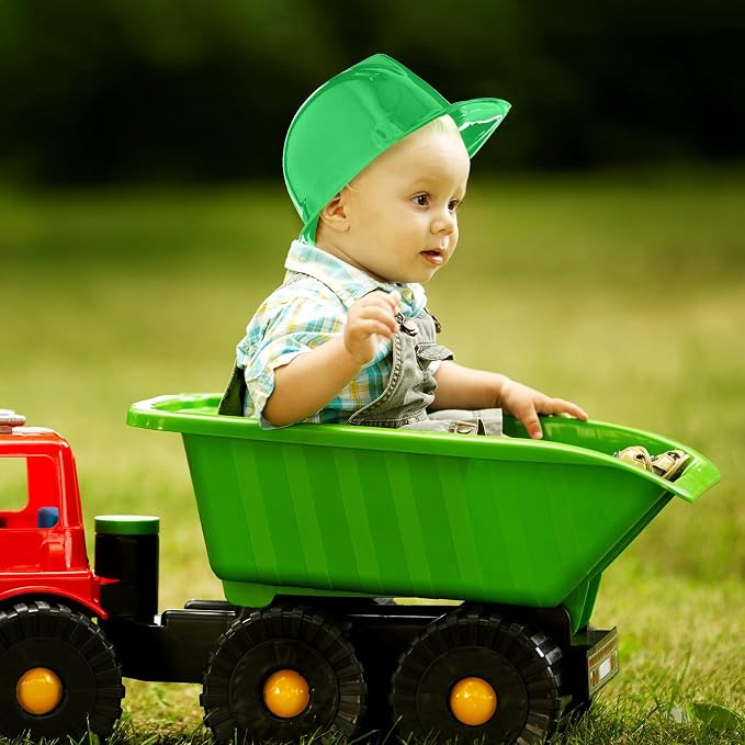 Sumind 48 Packs Construction Party Hats Kids Plastic Worker Helmet Bulk Toy for 3-8 Years Children Dress up Party Supplies(Green)