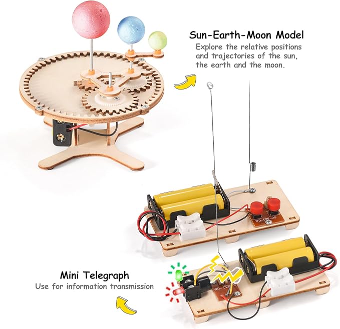 STEM Science Kits for Kids Age 8-10 8-12, Wood Building Crafts Kits for Boy | STEM Toys for Ages 8-13 9 10 11 12-14 Year Old Gifts Ideas, Science Engineering Experiment Kit 5-7, 3D Puzzles Projects 10-12