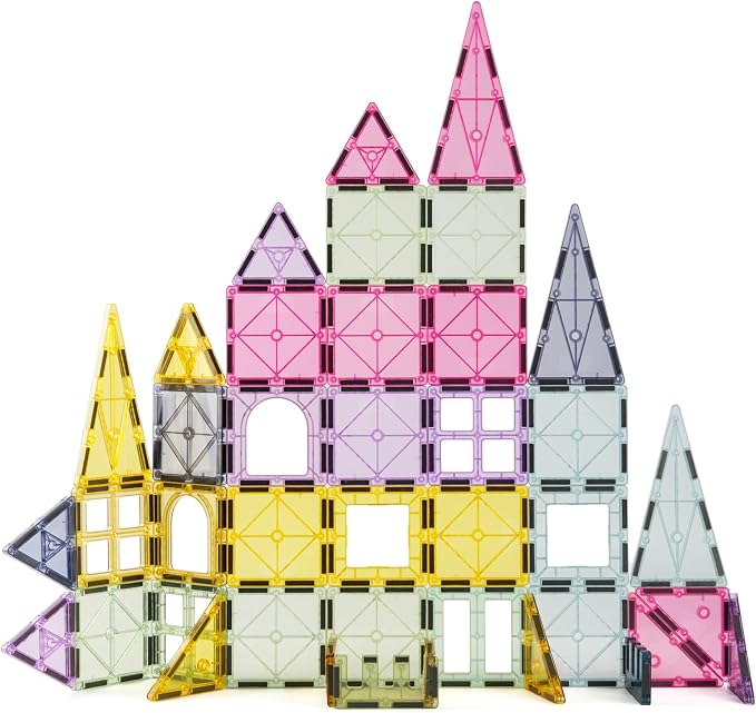 Magnetic Tiles Car Set Truck Kit Toy with Stronger Magnets, Educational Magnet Cars with Re-Enforced Hitch and Long Bed for Girls Boys Toddler Ages 3+ (40 PCS Morandi)