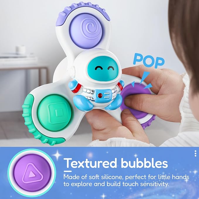 Pop Suction Cup Spinner Airplane Travel Toys for 1 Year Old Boy Girl | Novelty Spinning Tops Infant 12 18 Months,1 2 Year Old Boy Birthday Gift for Toddlers ,Sensory Baby Bath Toy Kids Ages 1-3