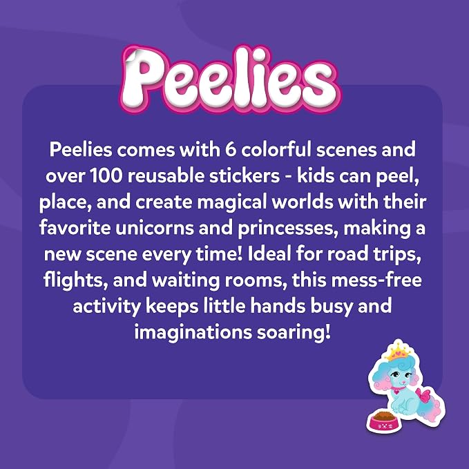 Skillmatics Peelies – Unicorns & Princesses, Reusable Sticker Activity Book | 100+ Reusable Stickers, Mess-Free Fun for Toddlers & Preschoolers, Travel Toy, Gifts for Kids Ages 3, 4, 5, 6, 7