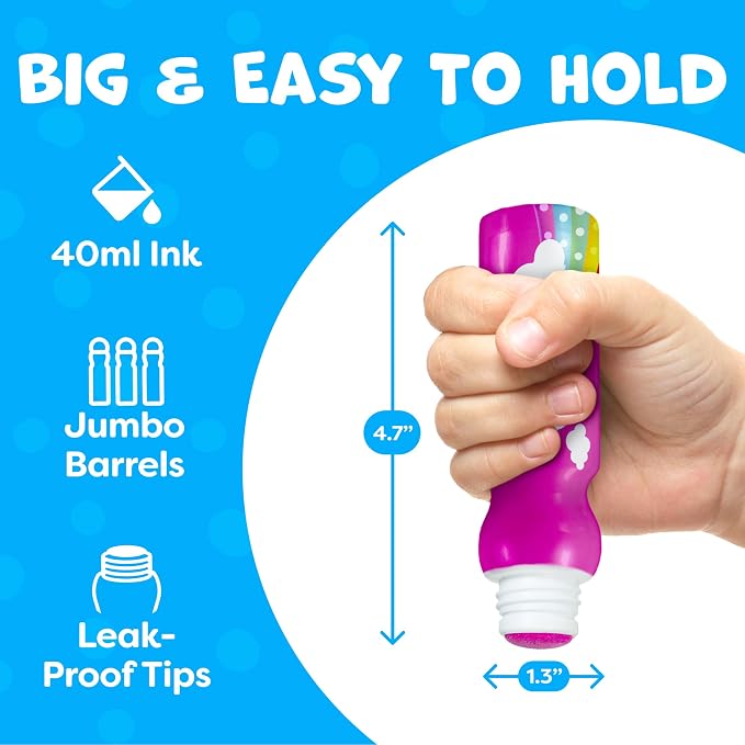 Dot Markers For Toddlers 1-3 - Dot Art Paints Washable For Kids - Includes Printed & PDF Coloring Sheets - Toddler Arts And Crafts for Kids Ages 2-4 - Preschool Learning Activities, Bingo Daubers