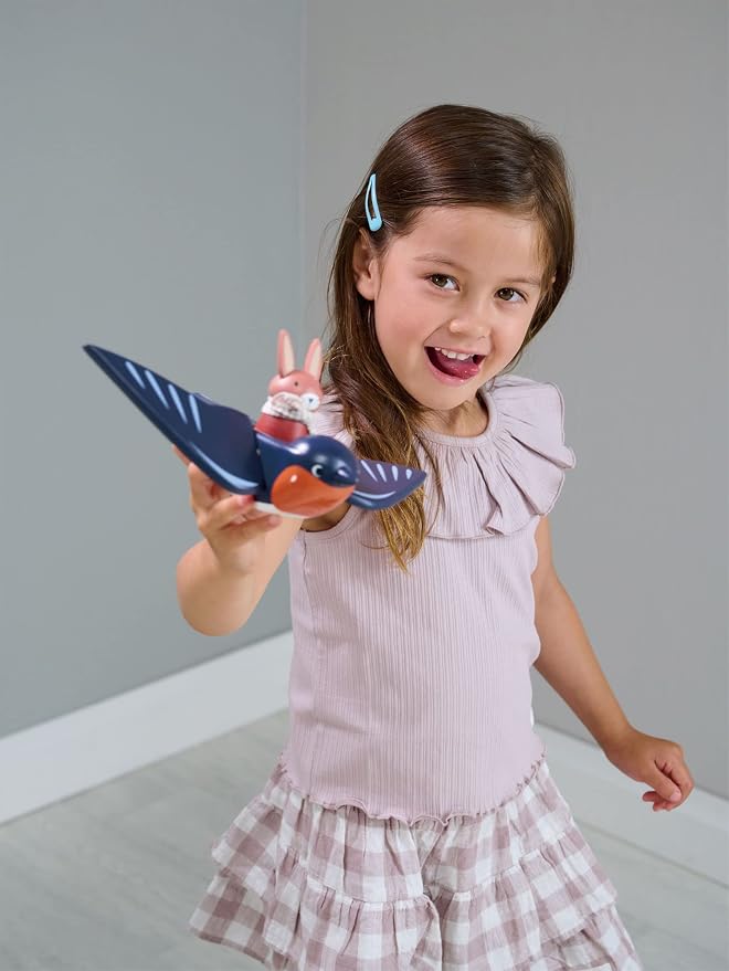 Tender Leaf Toys - Swifty Bird - Solid Wood Bird Toy with Removeable Bunny Character - Open-Ended Play Toy for Toddler Boys and Girls - Explore Role-Play and Imagination - Age 3+
