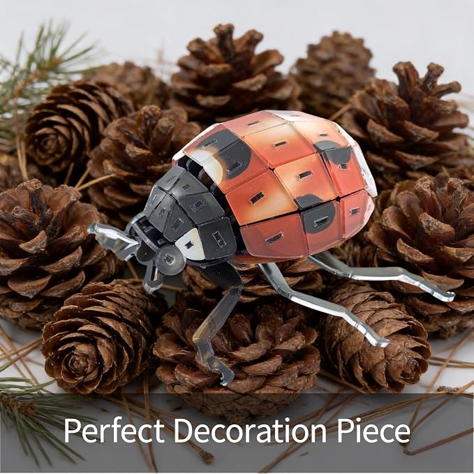 3D Acrylic Insect Puzzle DIY Bug Model Kit Animal STEM Gift | Building Kits Crafts Figurine Sculpture Nature Decoration Educational Display Toys for Kids Teens and Adults (Ladybug)
