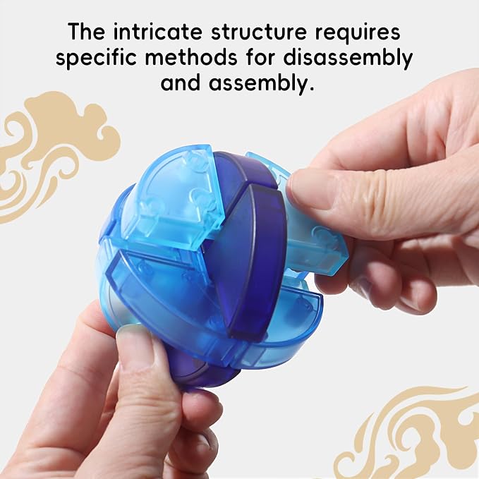 9 PCS Colorful Translucent ABS Luban Lock Set, Brain Teaser Puzzles for Kids Teens Adults, Interlocking Disentanglement Mind Puzzles, Montessori STEM Educational Toys