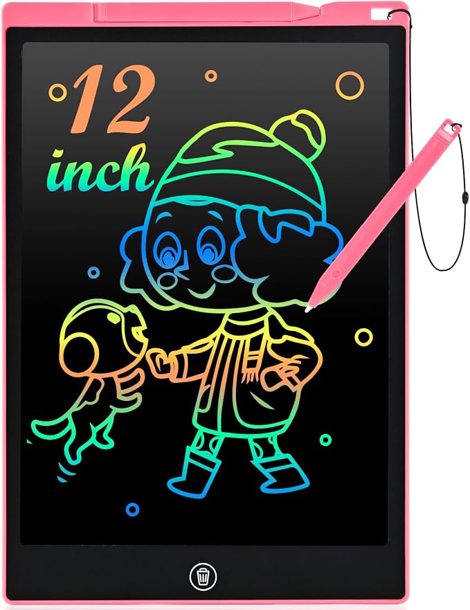 cimetech LCD Writing Tablet, 12 Inch Drawing Pad Doodle Board for Kids | Toddler Girl Toys for 1-3 Year Old, Learning and Educational Kids Toys for 4 5 6 7 8 Year Old Boys Birthday Gift, Pink