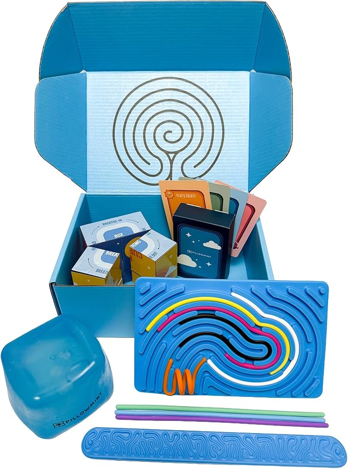 The Calm Kit by Pillowmint – Calm Down Corner Must-Haves with 52 Mindfulness Activity Cards & Sensory Tools for Emotional Regulation | Classrooms, Counseling & Home