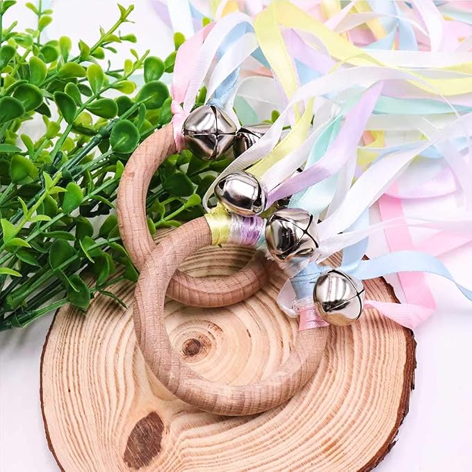 TANOFAR Montessori Hand Kite | Baby Sensory Ribbon Toy | Waldorf Wooden Toys for Toddlers | Rainbow