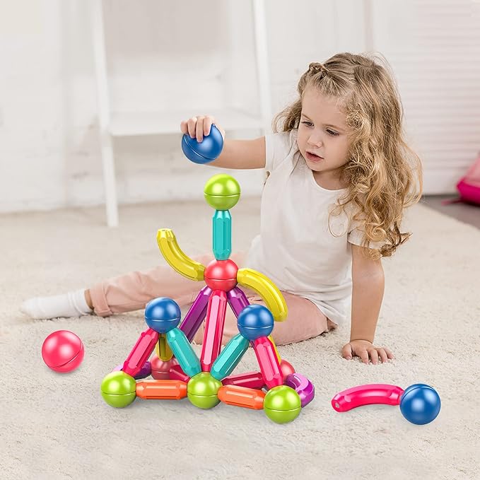 Ferthor Fun Learning Boys Girls Toys Age 4-5,Magnetic Blocks Magnet Toys for Toddlers 1-3,Magnetic Balls and Rods Set Educational Magnet Building Blocks,Kids Toys for 3+ Year Old Gifts(25pcs)