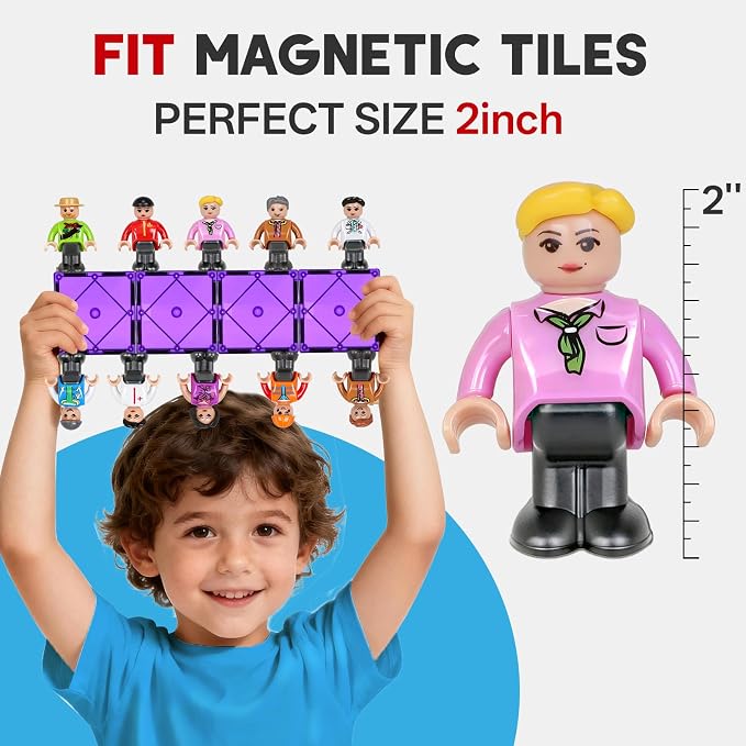 Magnetic People Figures for Kids, 15PCS Community Helpers Toys | Sensory Toy 4 5 6 7 Year Old Boys Girls, Educational Magnet Building Block Christmas Birthday Gift Toys for Kids Ages 4-8 3-5