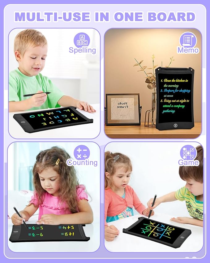 cimetech Toddler Girl Gifts, LCD Writing Tablet 2 Pack, Drawing Pad | Kids Toys for 3 4 5 6 Year Old Boys, 8.5 Inch Coloring Books, Travel Essentials Activities, Birthday Gifts Toddler Age 1-3