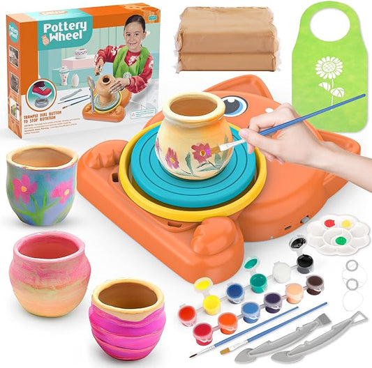 Aujazyble Pottery Wheel for Kids - Complete Pottery Painting Kit Crafts Toy | Art Supplies Arts and Crafts for Girls Boy Kids Toy, Birthday Halloween Christmas Gift for Kids Ages 6 7 8 9 10 11 12+, Dog