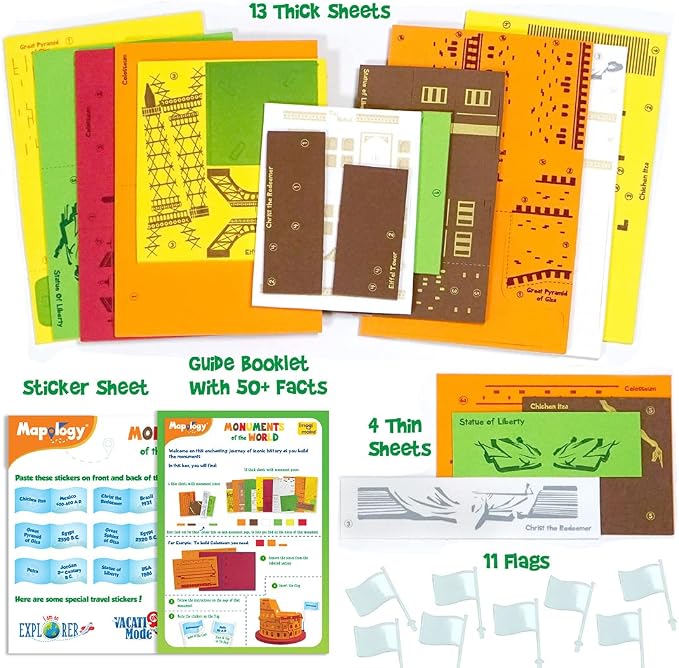 Imagimake Mapology - Monuments of the World, Build 10 Famous Landmarks | Educational 3D Puzzle, Learn Geography & 50+ Facts, Back to School Gift for Boys & Girls Ages 5,6,7,8,9,10,11,12 Years Old