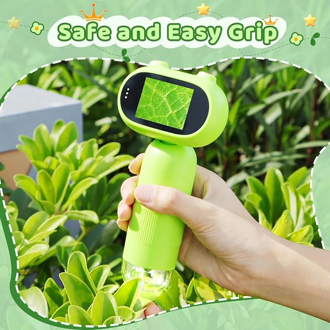 Leipan Pocket Microscope for Kids, 2'' IPS 1080P Magnifier with Light | 16MP Mini Digital Microscope 1000X, 8 LEDs, Compatible with PC, Includes 8GB card