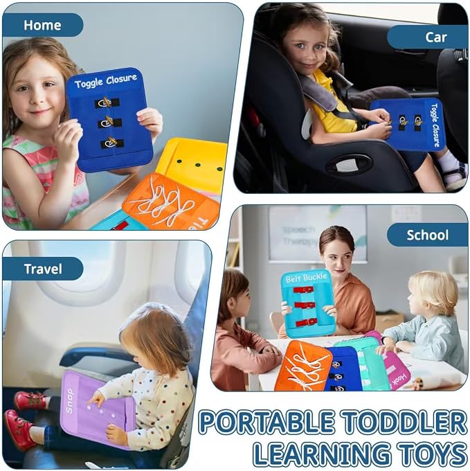 Learning to Dress Busy Boards, Shoe Tying Practice for Kids, Basic Life Skills Toys Learn to Button, Buckle, Zip, Snap, Lace, Tie, Sensory Board Fine Motor Development Toy for Preschool Classroom