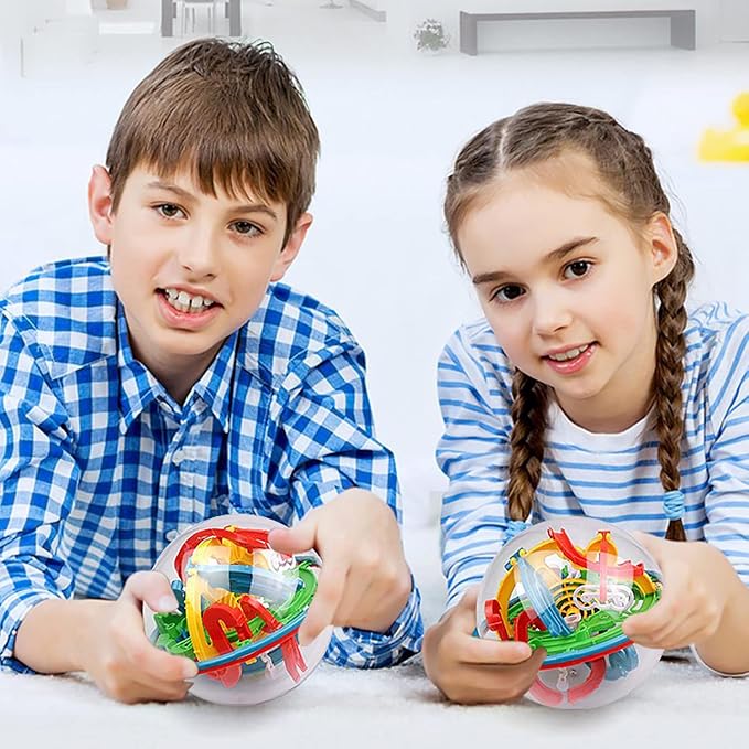 3D Maze Ball, 4.7'' Interactive Labyrinth Puzzle Game with 100 Obstacles | Brain Teaser Game, Educational Toy, Interactive Maze Sphere Game