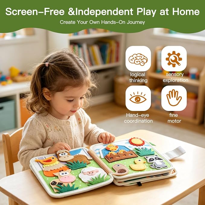 Busy Books for Toddlers 1-3, Montessori Toys, Sensory Activity Busy Boards | Toddler Toys, Felt Busy Books, Travel Toys for Boys and Girls, Gifts for Toddlers, Early Education Toys