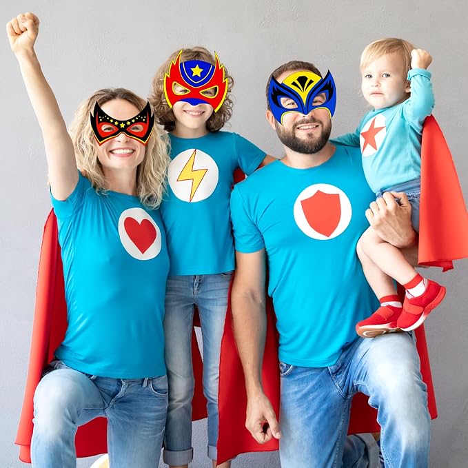 chiazllta 24 Pcs Color Your Own Hero Mask Crafts Hero Party Favors for Kids DIY Super Paper Mask Making Kits Father's Day Decorations Class Home Activity Coloring Game