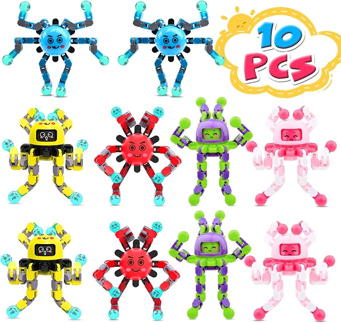 Transformable Fidget Spinner Toys for Kids and Adults,10 Pcs Travel Toys for Boys Girls Sensory Toy ADHD Stress Relief Toy,Party Favors Birthdays Gifts for Teens Road Trip Travel Essentials