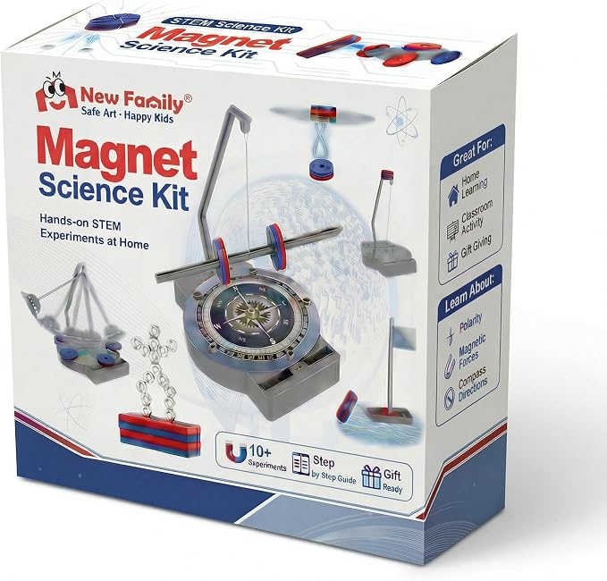 NewFamily Magnetic Science Kit for Kids, 12-in-1 STEM Physics Experiment Kit, Hands-On Magnetism Learning Toy, Ages 6 7 8 9 10 11 12