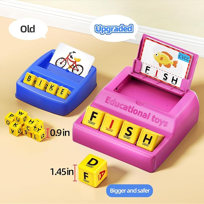 Montessori Matching Letter Game Toys for 3 4 5 Year Old Boy Girl Gifts Kids | Early Educational Learning Spelling Toys for Toddler, Preschool, Bigger Size, Storage Function, Christmas Birthday Gifts