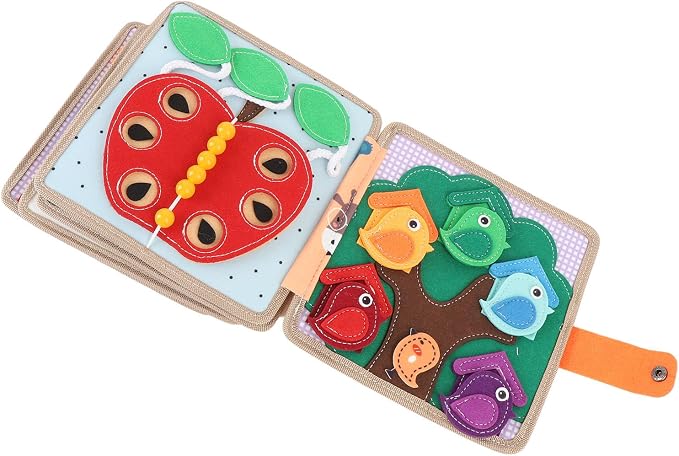 Felt Activity Book for Toddlers Educational Sensory Quiet Travel Toy Soft Fabric Interactive Pages Fine Motor Skills Learning 2 3 Year Olds