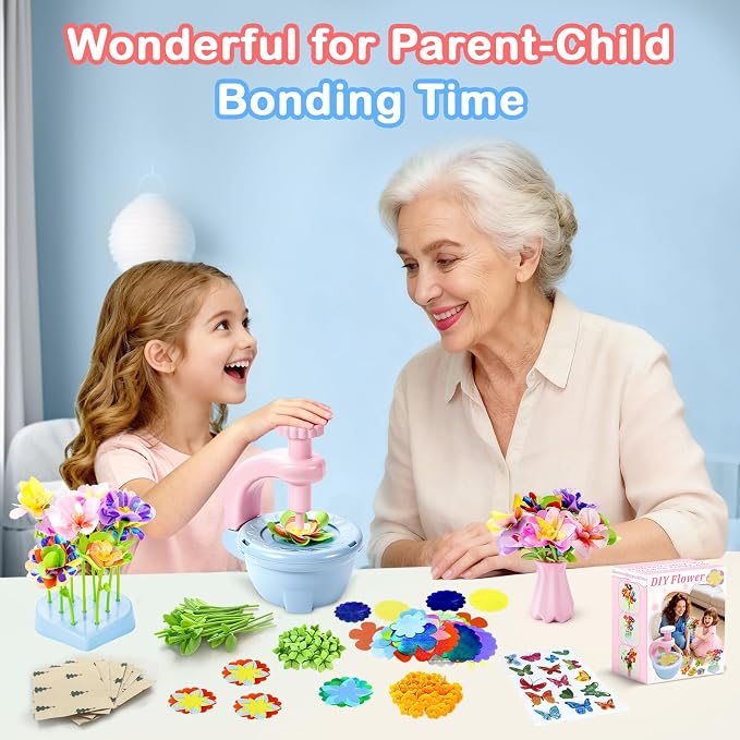 Fabric Flower Bouquets Toys for 3+, Flower Making Kit, DIY Arts and Crafts | DIY arts & crafts activity for preschool toddlers, Screen-free craft gifts for craft-loving girls 3-6+, Home classroom toys