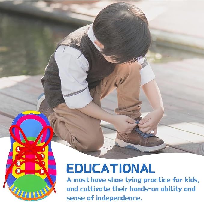 Shoes Tie Practice for Toddler, Learn to Tie Shoes, Fillable Shoelace Threading Teaching Lacing Tool, Shoe Tying Practice Toy for Boys Girls, 2 Pack, IA05HS6845V0E5G9