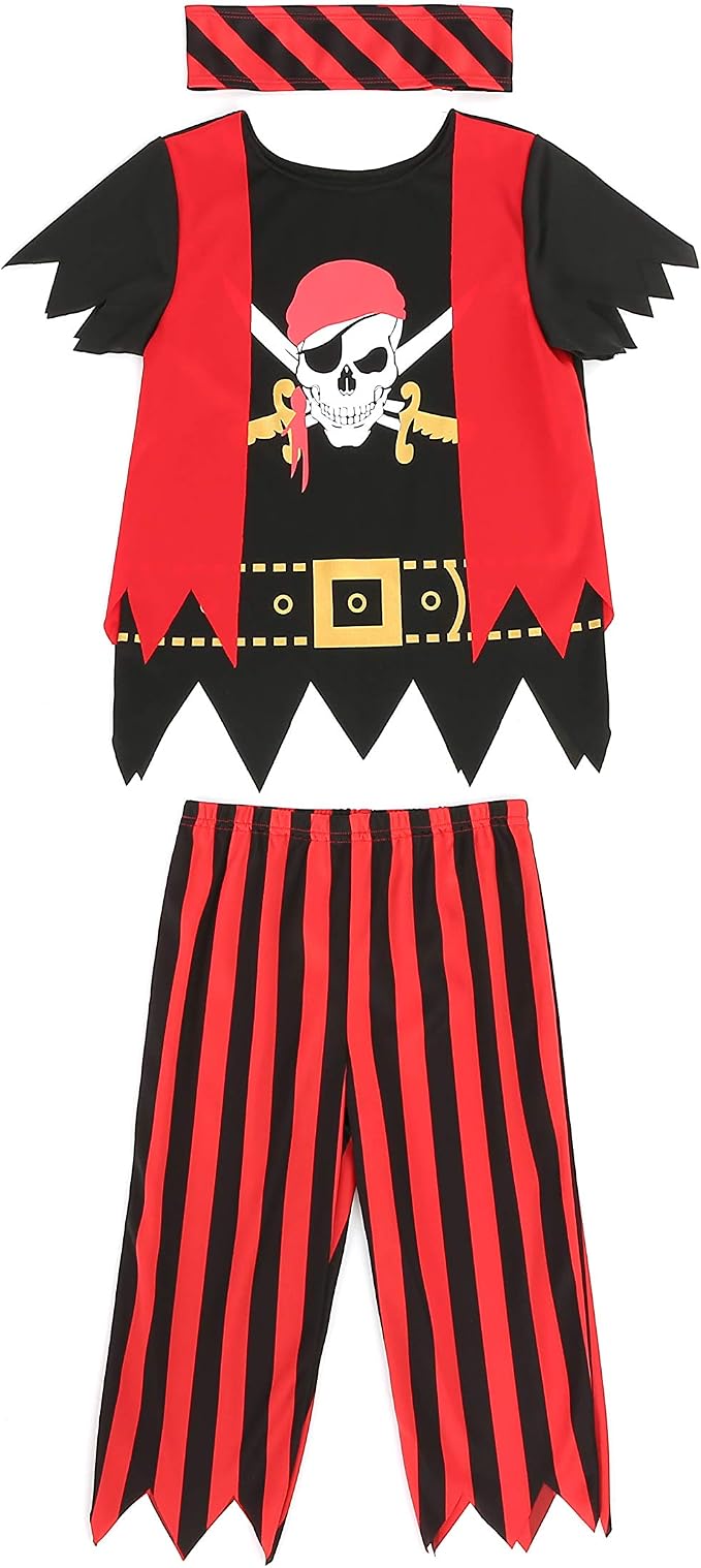 Lingway Toys Kids Pirate Costume,Boys Pirate Role Play Dress Up Set | Perfect for Halloween & School Pirate Day & Cruise Pirate Night Party