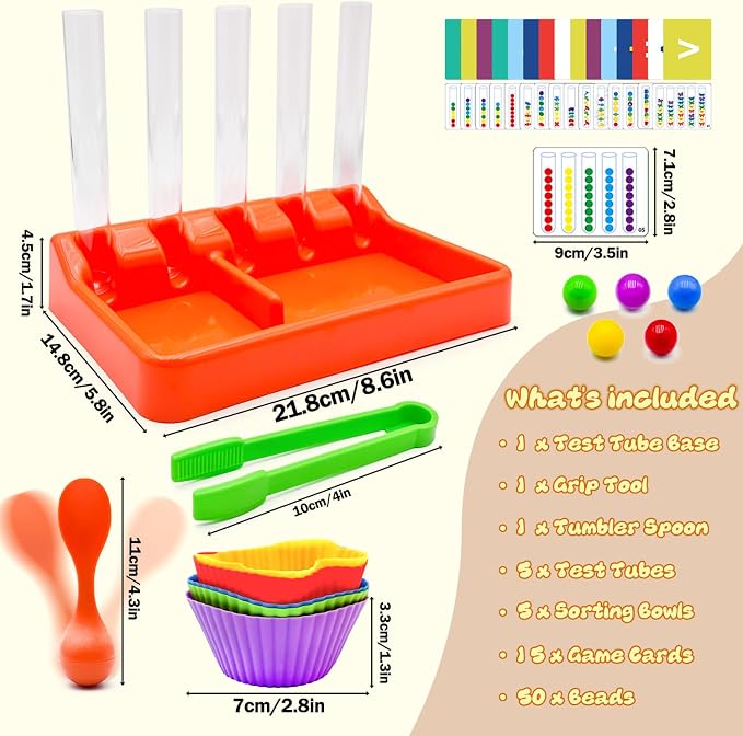 Counting and Color Sorting Toys for Toddlers, Clip Bead Matching | Educational Montessori Toys for Kids 3 4 5 6 7 Year Old, Preschool Learning Toys, Fine Motor Skills, Number Crunching