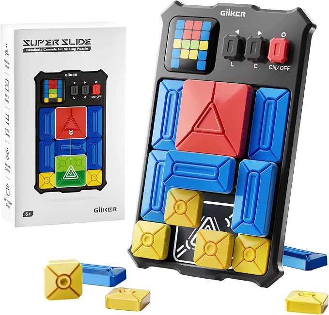 GiiKER Super Slide Puzzle Game, 500+ Challenges, STEM Toy for Ages 6+ | Handheld brain teaser for kids and teens, road trip activity, birthday gift