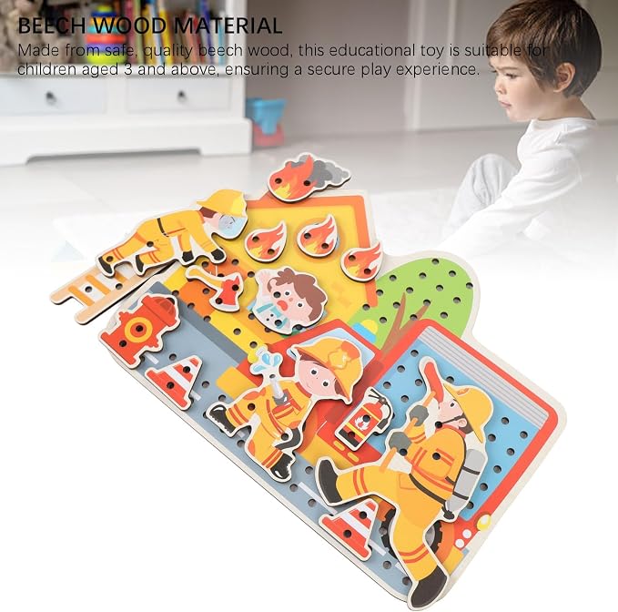 Interactive Cognitive Wooden Threading Game for Kids Fine Motor Skills Training Beech Wood Material