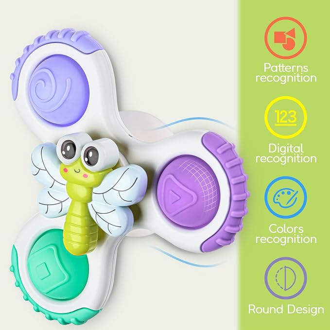 Pop Suction Cup Spinner Airplane Travel Toys for 1 Year Old Boy Girl | Novelty Spinning Tops Infant 12 18 Months,1 2 Year Old Boy Birthday Gift for Toddlers ,Sensory Baby Bath Toy Kids Ages 1-3